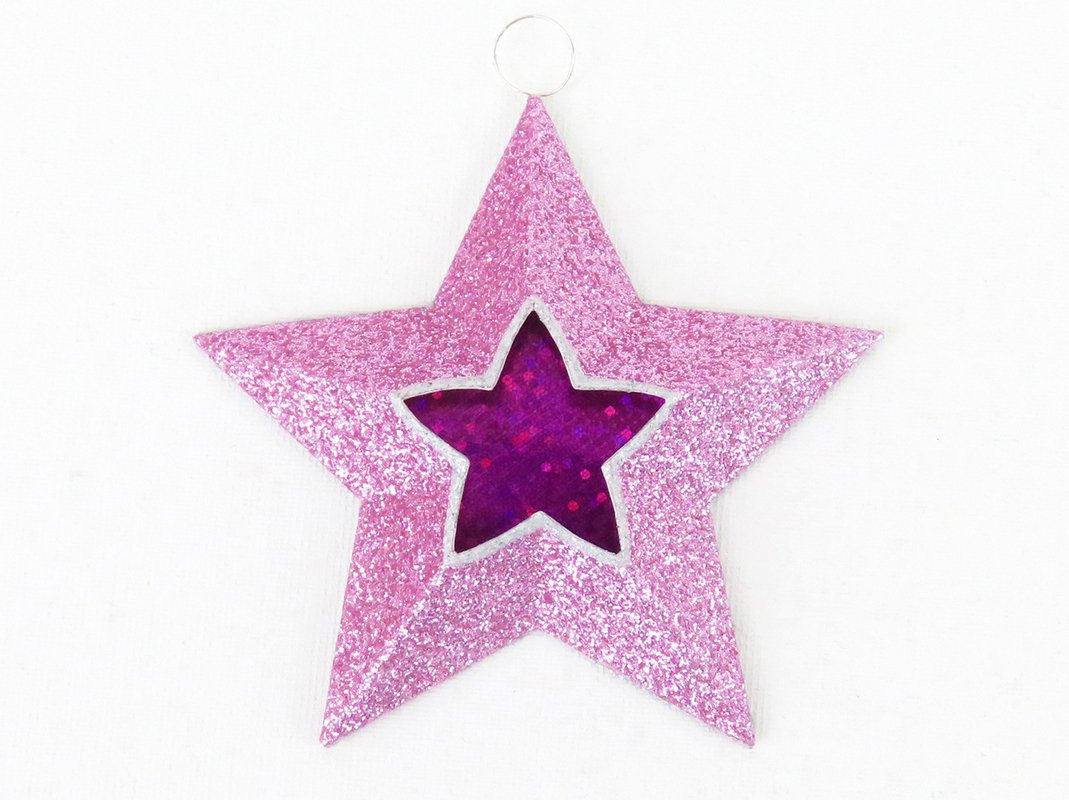 Bastelvorlage: rosa Glitzerstern mit lila Innenstern