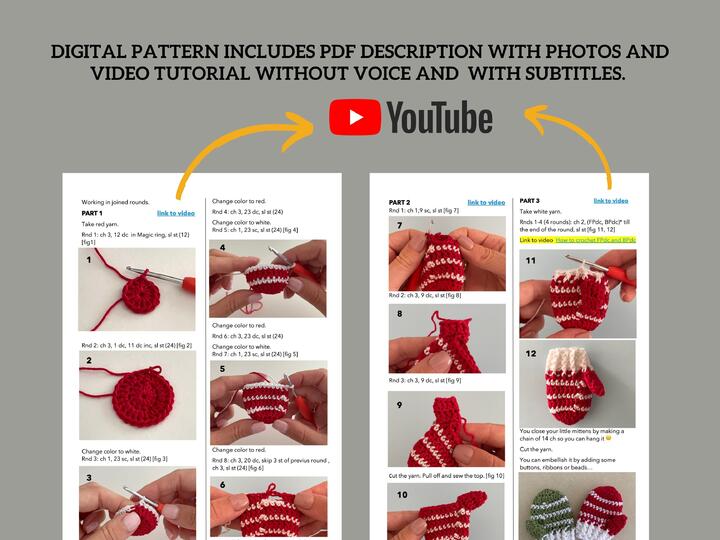 Christmas tree garland crochet pattern, baby socks mittens mantel decor