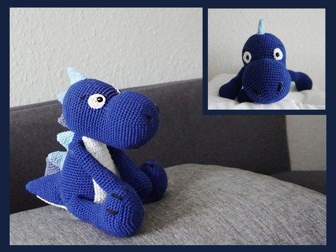 Häkelanleitung Amigurumi Dino Valentin Blue