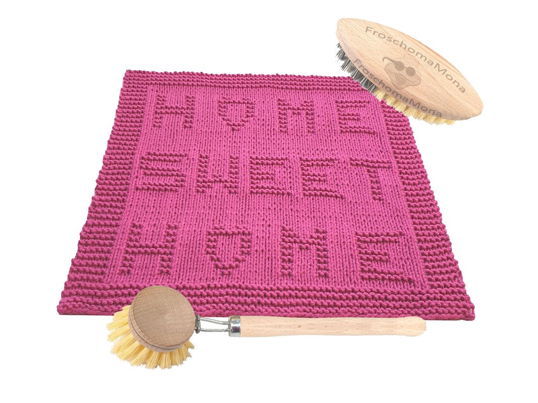 Statement Deckchen Spültuch Putzlappen „ HOME SWEET HOME „ Strickanleitung