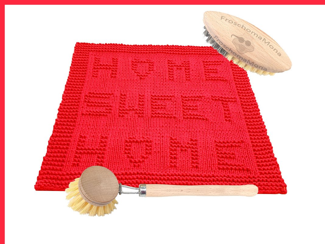Statement Deckchen Spültuch Putzlappen „ HOME SWEET HOME „ Strickanleitung - Bild 4