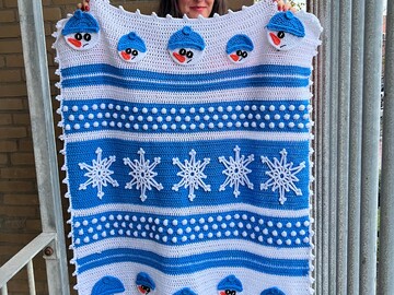 Crochet Christmas blanket- Crochet pattern- Christmas pattern- Crochet snow