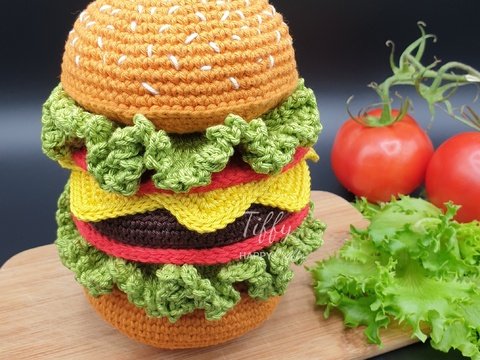 Doppel-Cheeseburger Stapelturm | Amigurumi Häkelanleitung PDF
