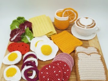 Großes Frühstücksset Häkelanleitung PDF | Amigurumi Spielessen