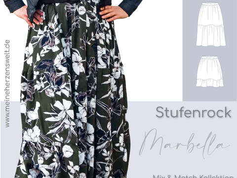 Stufenrock Damen – E-Book Schnittmuster Gr. 32-54 – Marbella #137