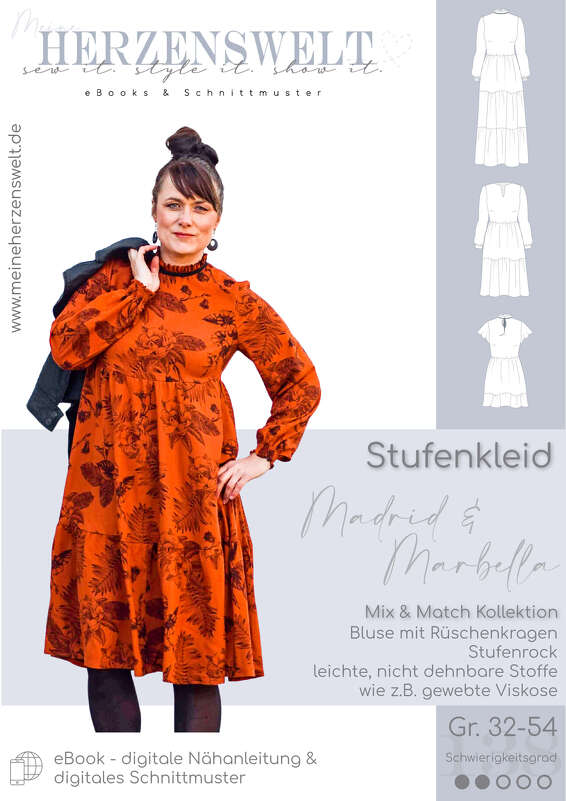 Kleid Damen – E-Book Schnittmuster Gr. 32-54 – Madrid &amp; Marbella #138