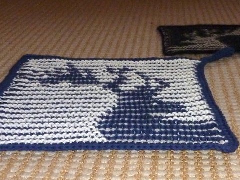 Hirsch-Lappen - Topf- oder Spüllappen in Schattenstricktechnik