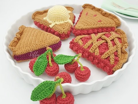 Kirsch-Pie 4 Typen Amigurumi Häkelanleitung | Kirschkuchen