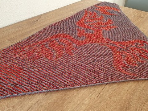 Phönix, Schattenstricken, Illusionsstricken, Motivtuch, Dreiecktuch