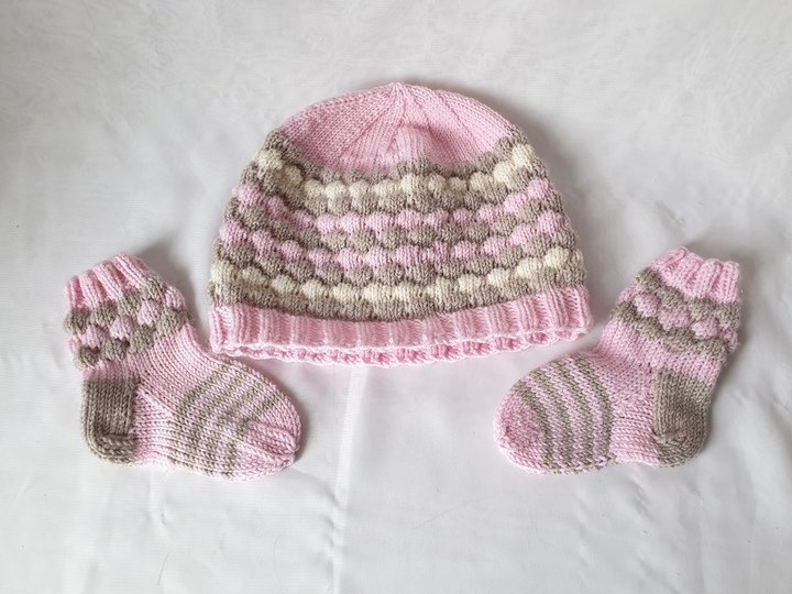 Strickanleitung Baby-Set, Baby-Mütze und Söckchen, ca. 4 - 10 Monate   #313