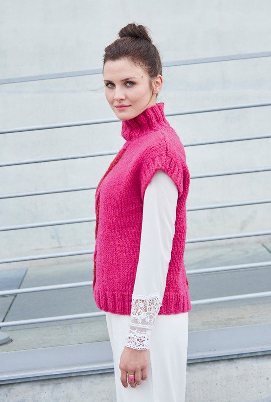 Pullunder in Weinrot und Pink mit Mittelzopf - Bild 3