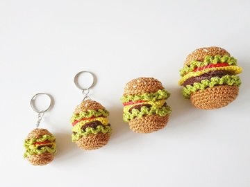 Mini Hamburger in 4 Größen Häkelanleitung PDF