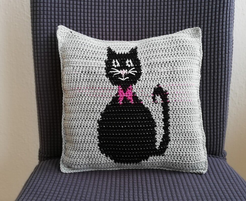 Kleines Kissen mit Katzenmotiv