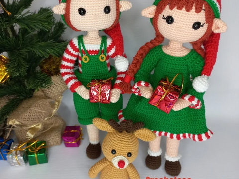 Crochet pattern doll Amigurumi doll crochet Elves/elf and deer