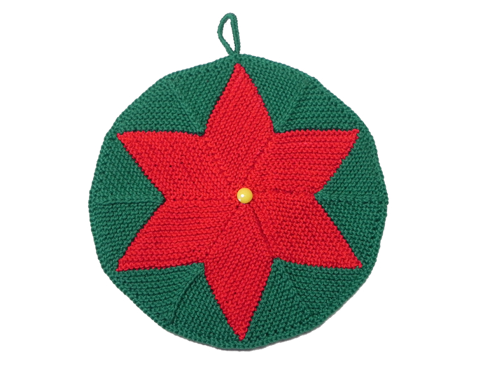 Topflappen Weihnachtsstern im Kreis, Anleitung zum Selber stricken, PDF