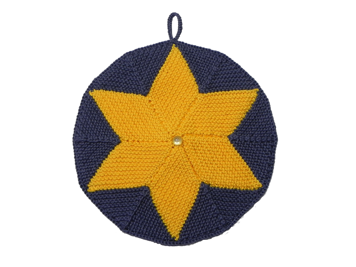 Topflappen Weihnachtsstern im Kreis, Anleitung zum Selber stricken, PDF