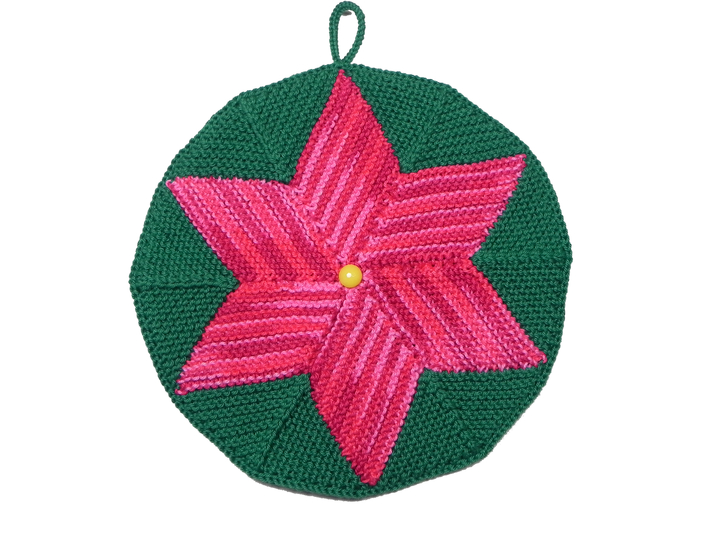 Topflappen Weihnachtsstern im Kreis, Anleitung zum Selber stricken, PDF