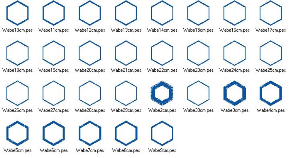 Stickdatei Wabe 6-eck Rahmen Bienenwabe alle Größen