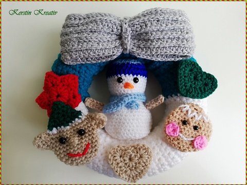 Häkelanleitung Kranz Schneemann