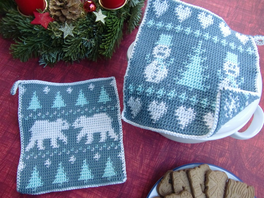 Häkelanleitung Doubleface-Topflappen mit Norwegermuster - Bild 2