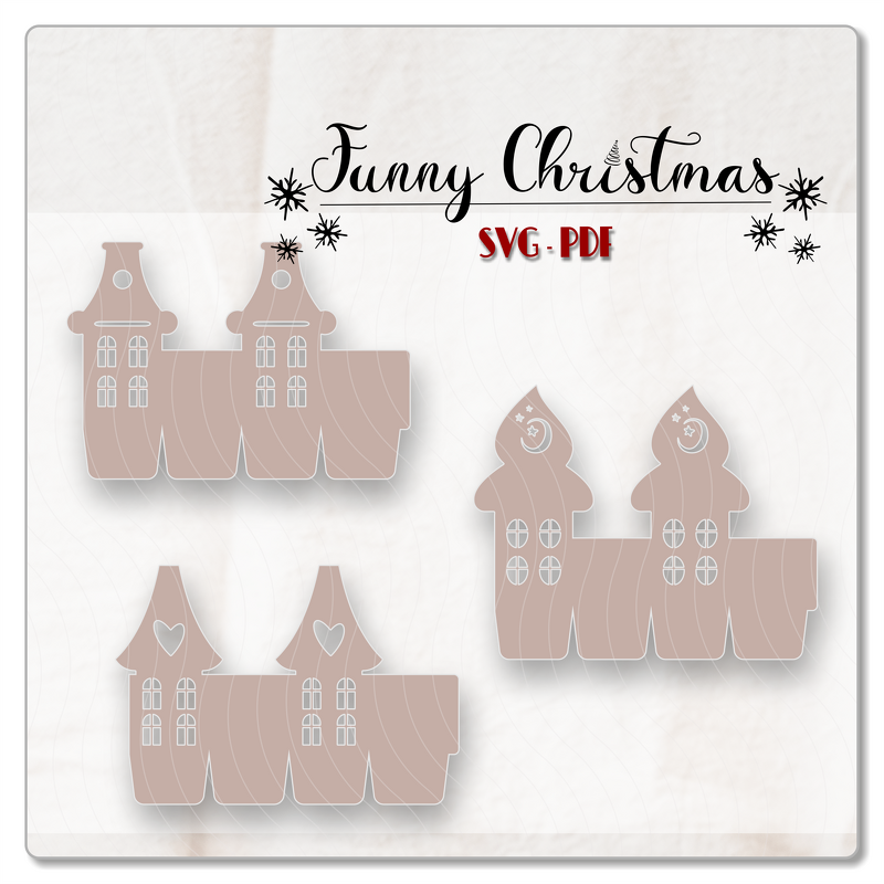 Plotterdatei Datei Häuschen Häuserreihe Windlicht Weihnachten Advent - Bild 2