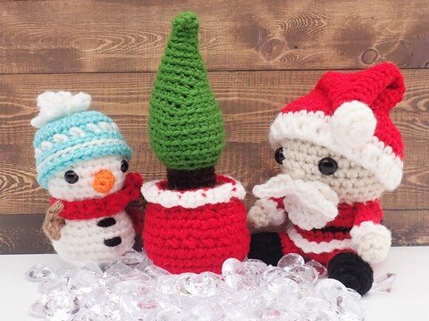 Christmas Amis Set 1 (Santa, Tree, & Snowman)- Crochet Amigurumi Pattern