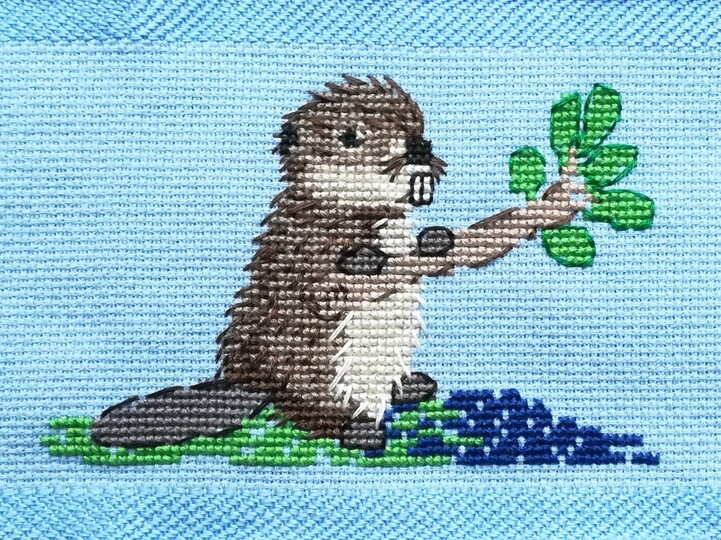 Kreuzstichvorlage Biber - ein kleines Tiermotiv zum Handsticken