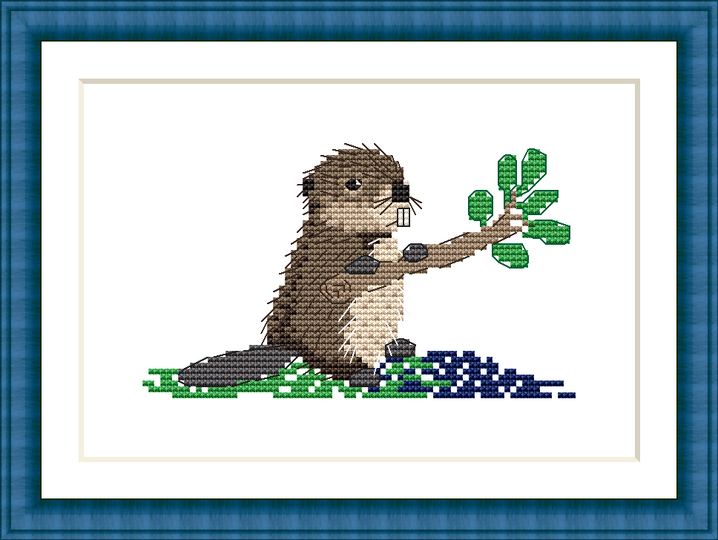Kreuzstichvorlage Biber - ein kleines Tiermotiv zum Handsticken