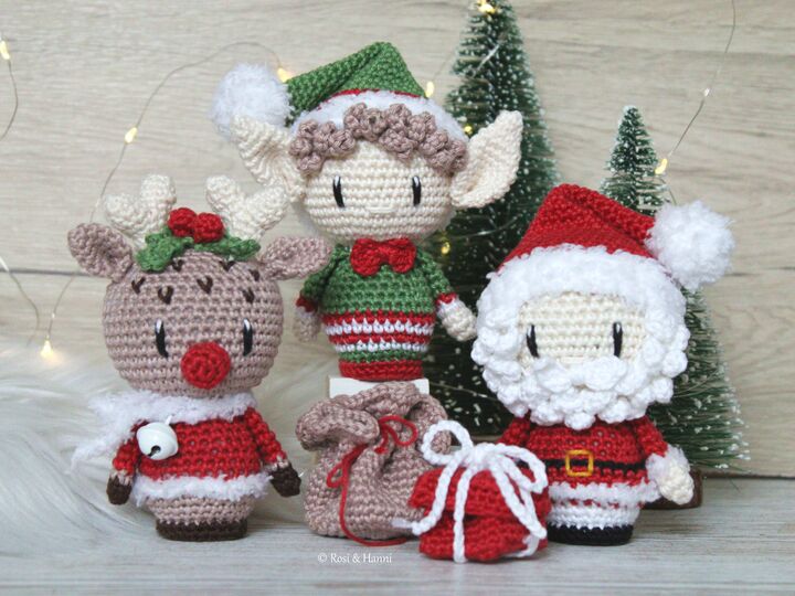 Häkelanleitung Set Weihnachten - Weihnachtsmann, Weihnachtself & Rentier