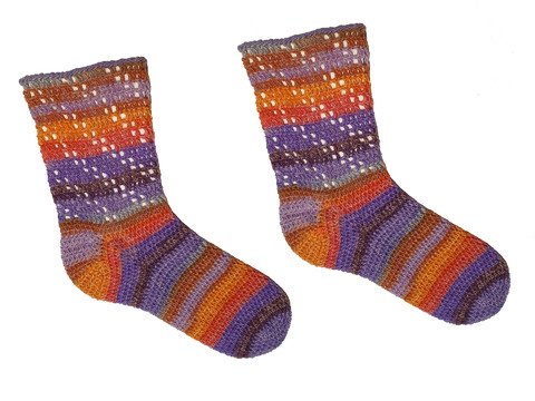 warme Häkelsocken „ schräg gelocht “ ab Spitze Anleitung Socken häkeln