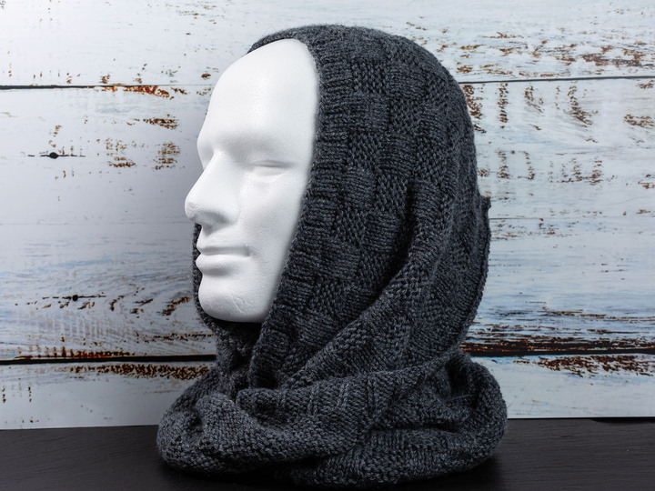 Men's loop scarf „Chessboard“ – knitting instruction