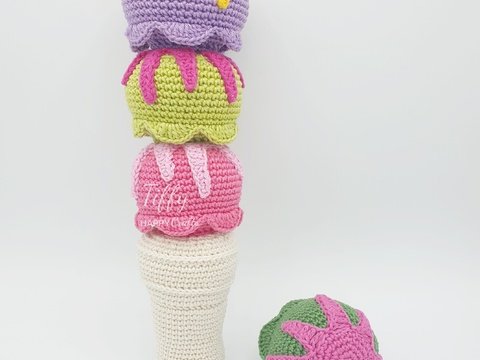 Eiscreme Stapelspielzeug PDF-Häkelanleitung in Englisch und Deutsch