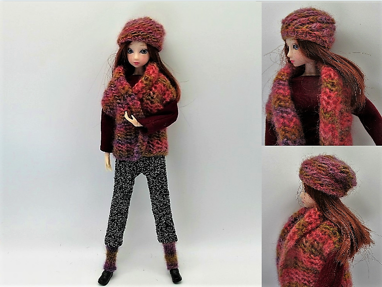 Strickanleitung:Weste, Beanie und Stulpen für Anziehpuppen