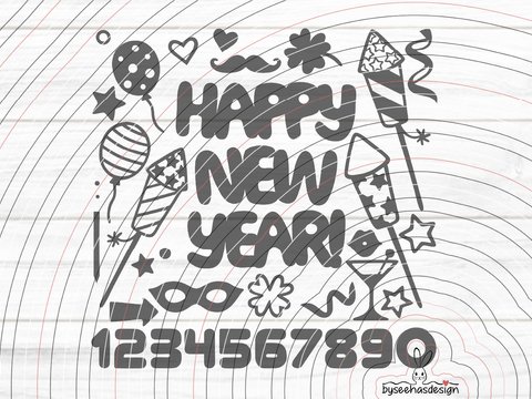 Happy New Year Plotterdatei SVG DXF