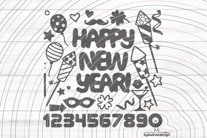 Happy New Year Plotterdatei SVG DXF