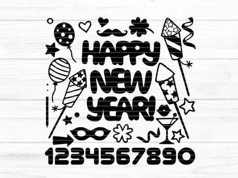Happy New Year Plotterdatei SVG DXF FCM