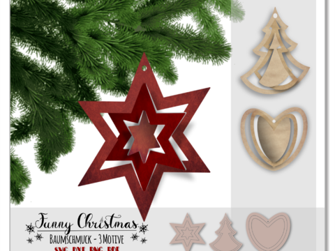 Baumschmuck Weihnachten Stern Herz Tannenbaum svg Plotterdatei
