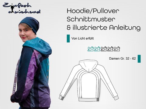 Schnittmuster Hoodie oder Pullover Von Licht erfüllt Gr. 32 - 62