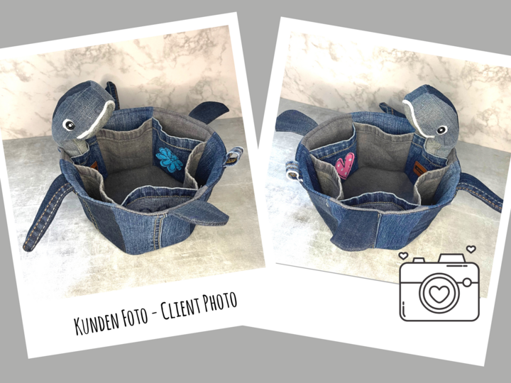 Utensilo-Schildkröte, Jeans Upcycling + Reste verwerten, Stoffkörbchen