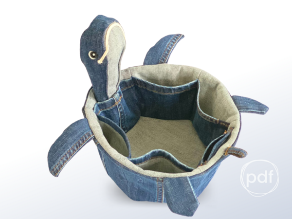 Sew fabric basket, Turtle sewing pattern a unique sewing project