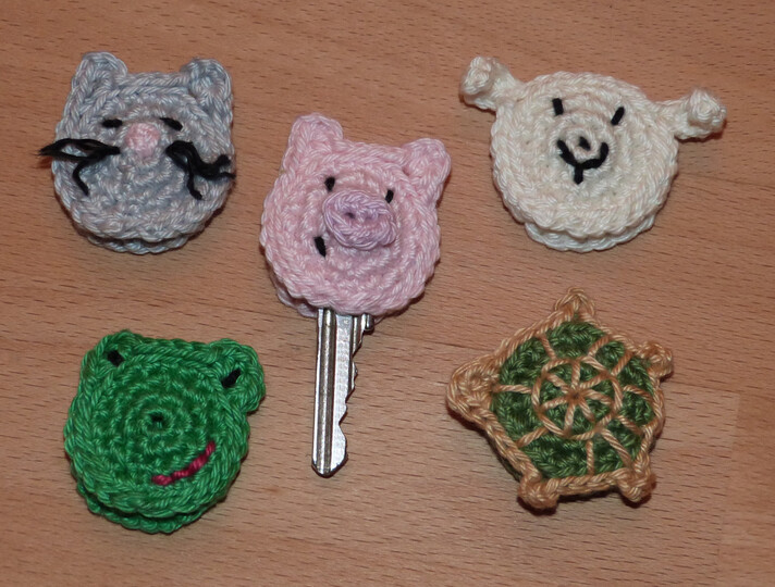 Häkelanleitung für Schlüsselmarkierer "Schlüsselkappen" 10 Tiere