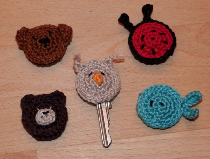 Häkelanleitung für Schlüsselmarkierer "Schlüsselkappen" 10 Tiere