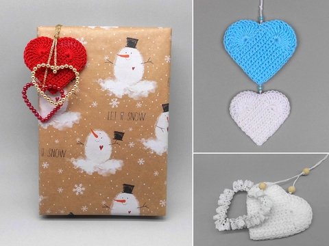 Herz-Anhänger Dekohänger super einfach und vielseitig aus Wollresten