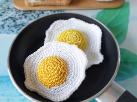 Spiegelei für Kinderküche oder Küchen Deko Häkelanleitung PDF