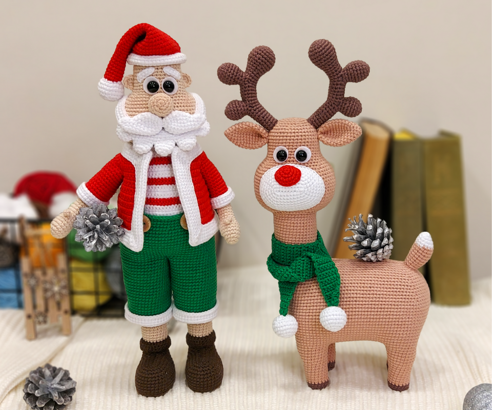 SET 2 Amigurumi Christmas toys : Rudolph and Santa
