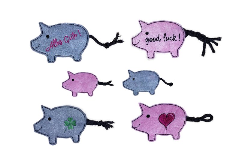 Stickdatei Glücksschweinchen Rahmen 10x10 (4x4"), 5 Dateien, 2 Größen