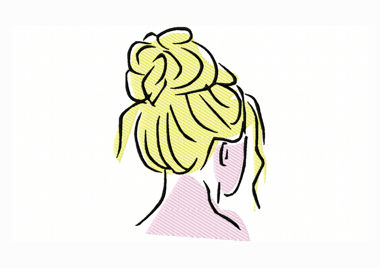 Stickdatei Frau, 10x10 und 13x18, Kopf, Dutt, Haare