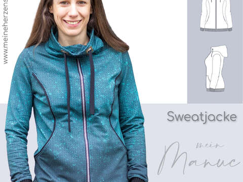 Sweatjacke Damen – E-Book Schnittmuster Gr. 32-58 – mein Manuc #131