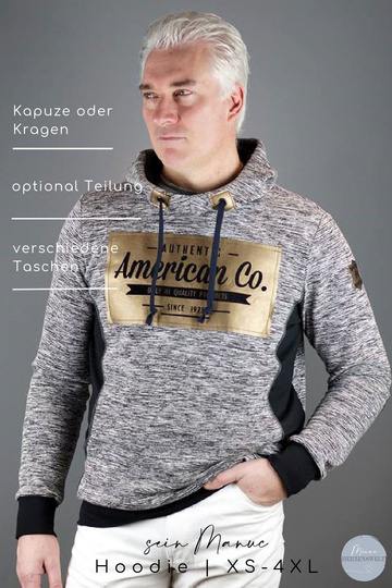 Hoodie Herren – E-Book Schnittmuster Gr. XS-4XL – sein Manuc #134
