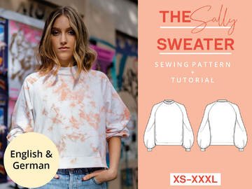 Sewing pattern sweater pullover, XS-XXXL, Easy with video tutorial